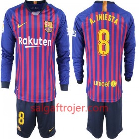 FC Barcelona Fodboldtrøjer A. Iniesta 8 Børn Hjemmebanesæt 2018/19 Langærmet